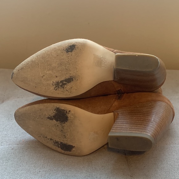 Pelle Moda Women's Brown Suede Side Zip Booties with Chunky Heel Size 9 - Picture 14 of 16